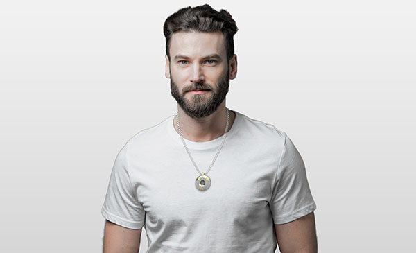 Male model Aulterra EMF Energy Silver Pendant